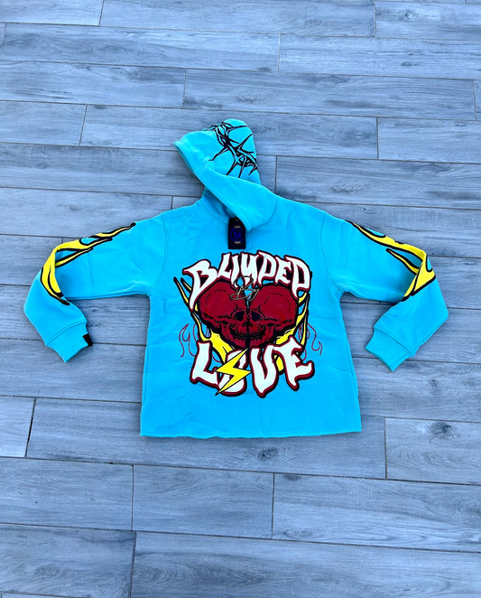 Blinded By Love Set (Blue) Cropped Hoodie / Flare Pants